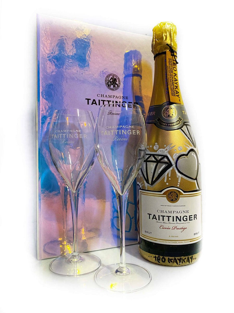 Taittinger Cuvee Prestige Gift Set Chrome Gold